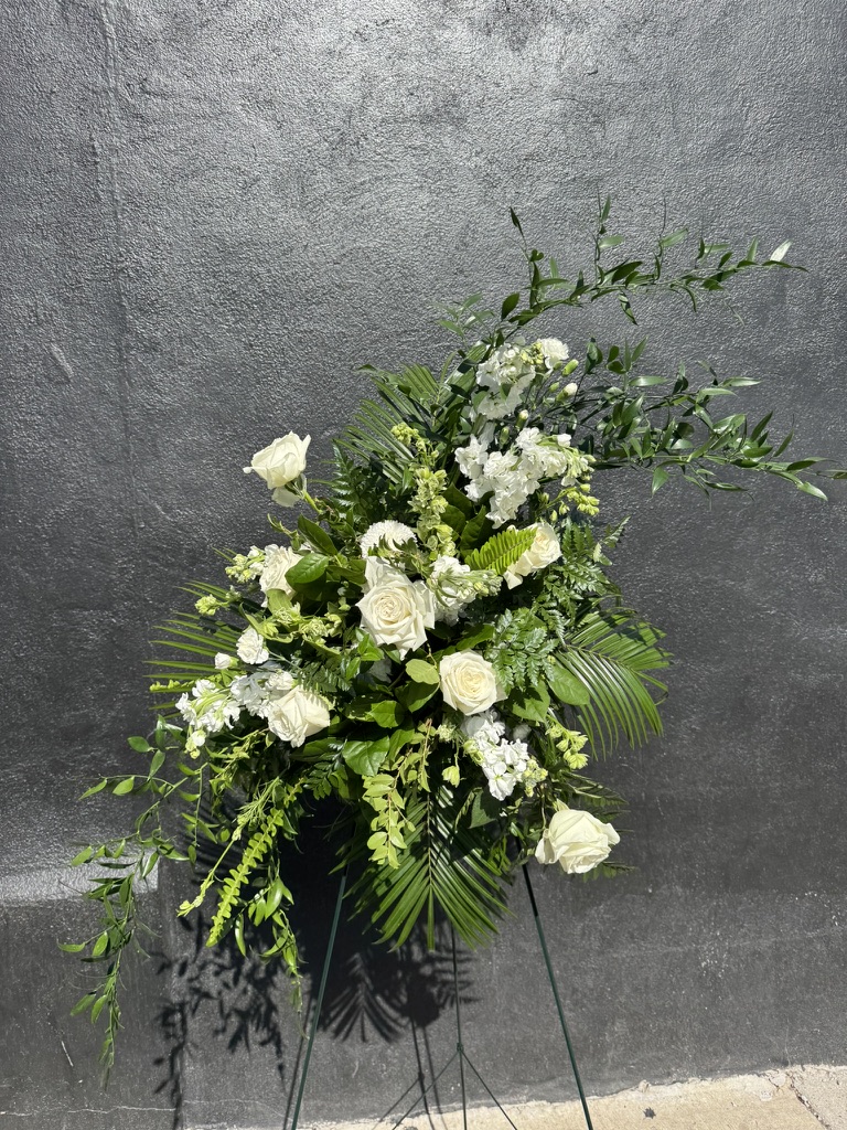 White and cream sympathy arrangement